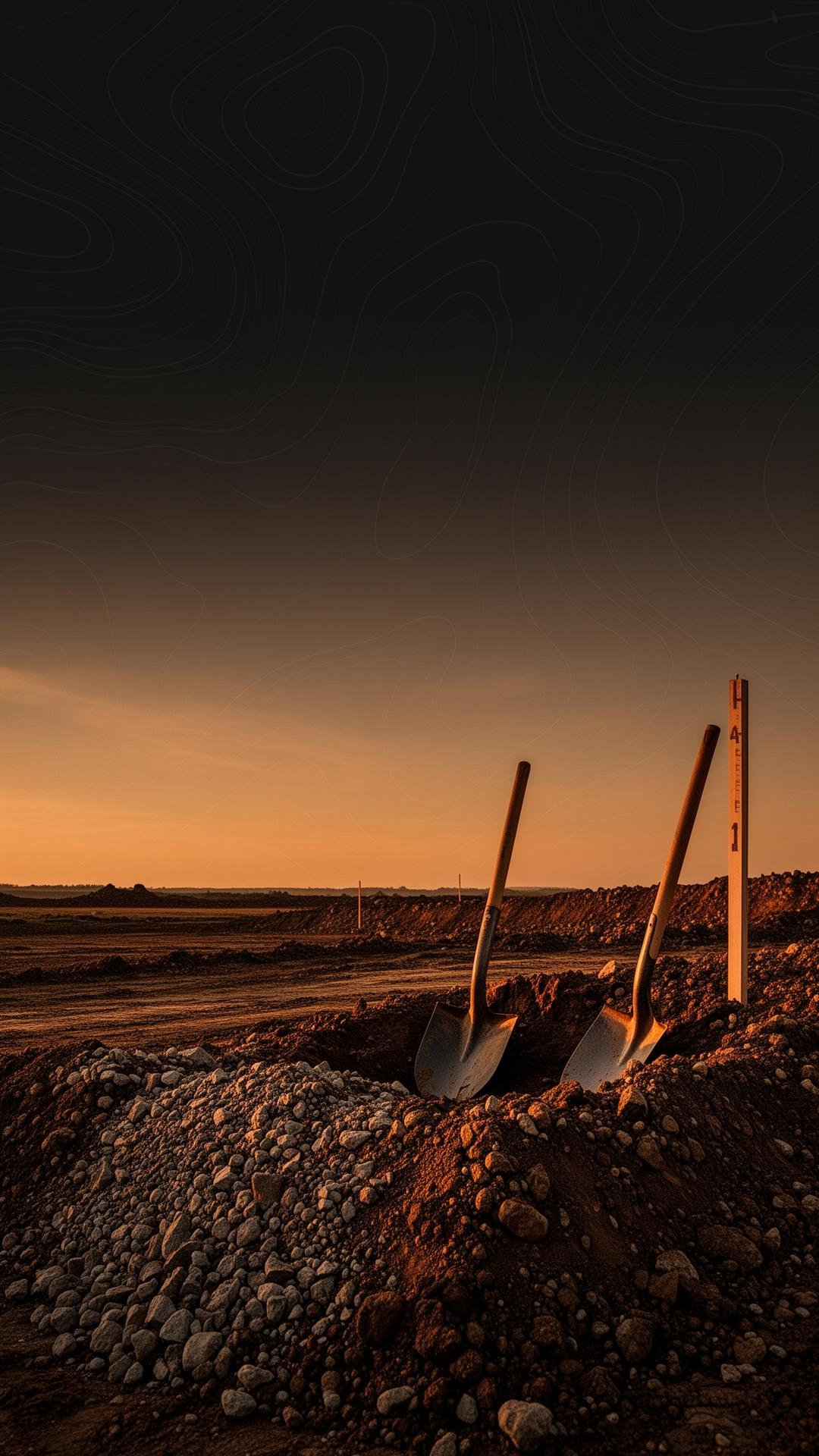 Freshly graded earth at sunrise — SDH Excavating site preparation